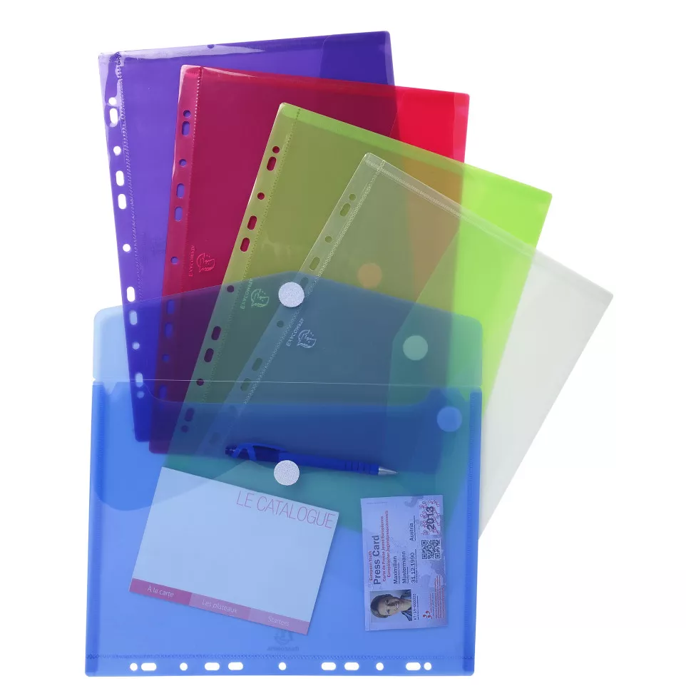 Pack of 5 A4 Punched Envelope Folders