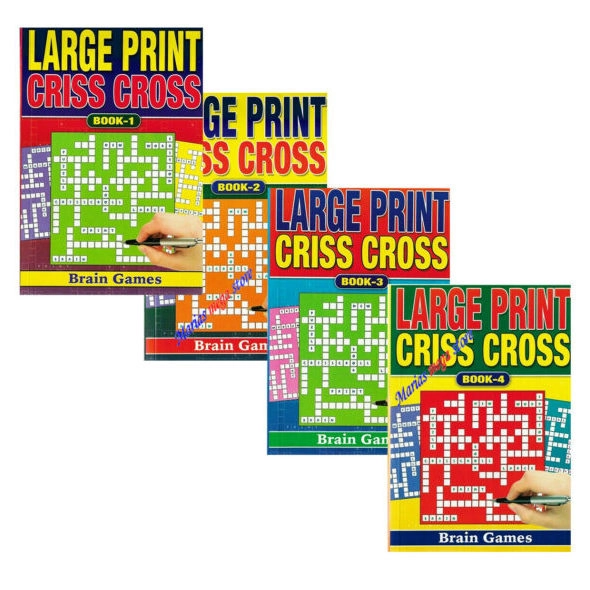 Activity Books - Large Print Criss Cross Books 1 to 4 - (Brain Games)